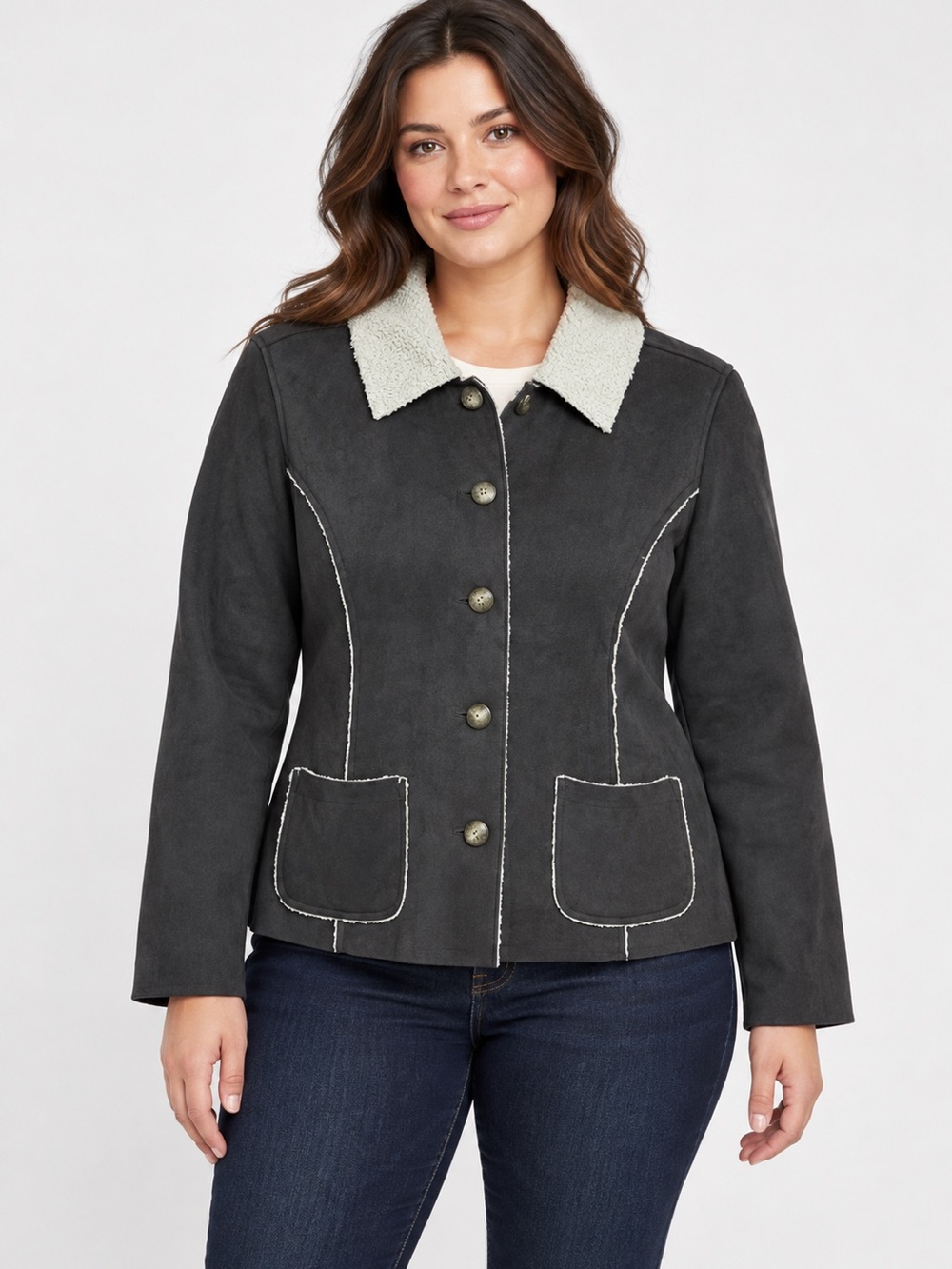 L.L. BEAN Women’s Jacket Size Large Shearling Brown # H810-C